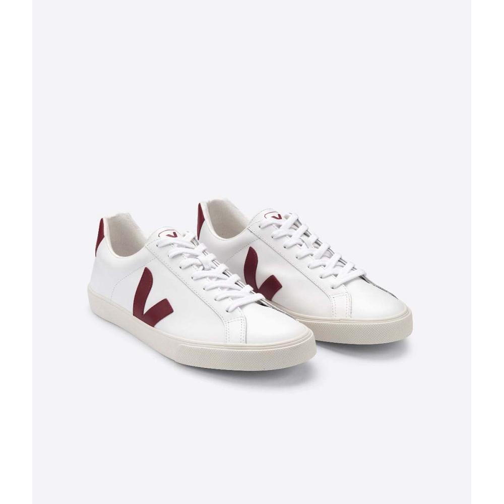 Veja ESPLAR LEATHER Women's Sneakers White/Red | CA 620JPQ